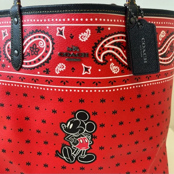 DISNEY X COACH Mickey Mouse Reversible Bandana Print City Tote - Picture 7 of 12